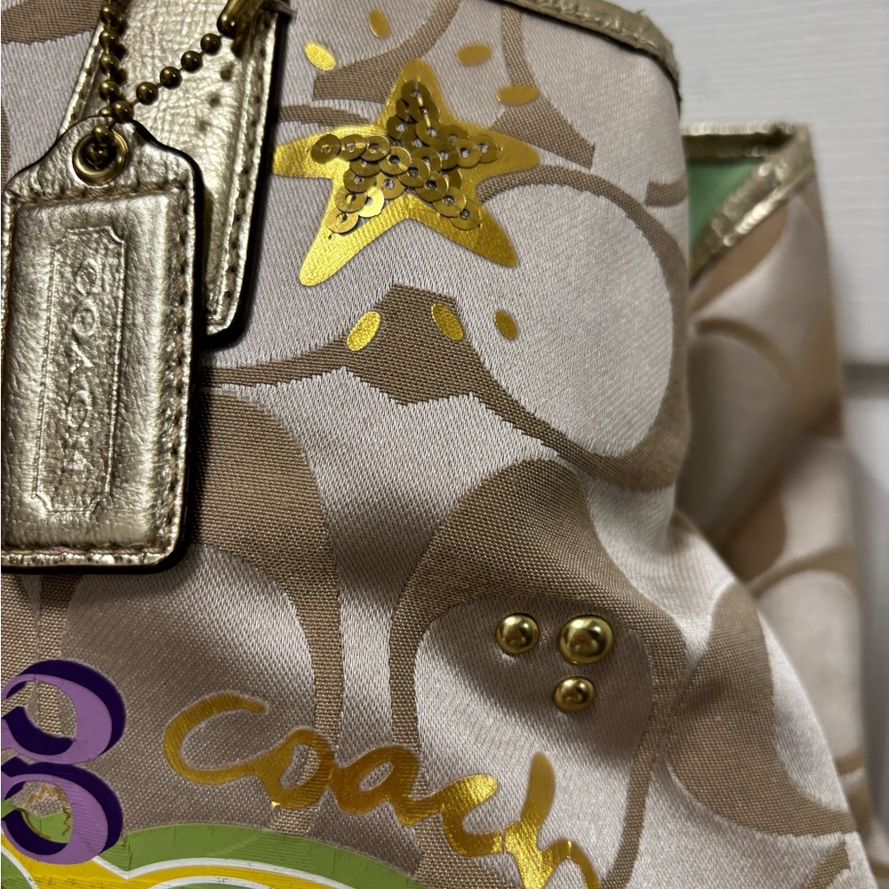 Coach RARE Poppy E1169-F17575 Graffiti Kiss-lock Satchel EUC - Picture 4 of 16